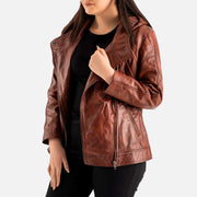Linea Femmina Brown Leather Biker Jacket