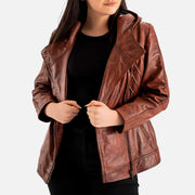 Linea Femmina Brown Leather Biker Jacket