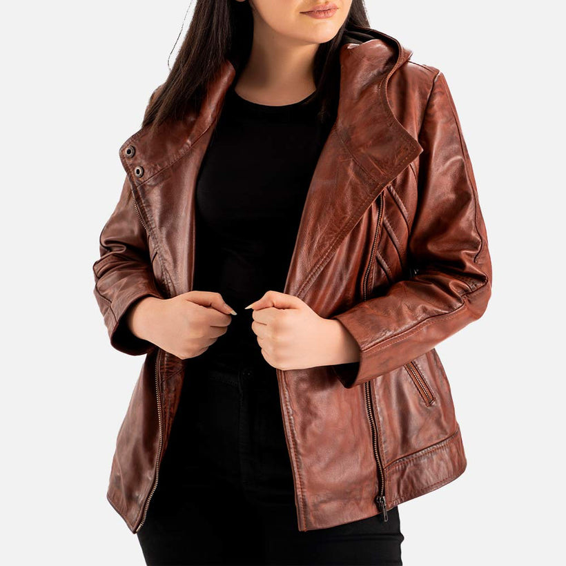 Linea Femmina Brown Leather Biker Jacket