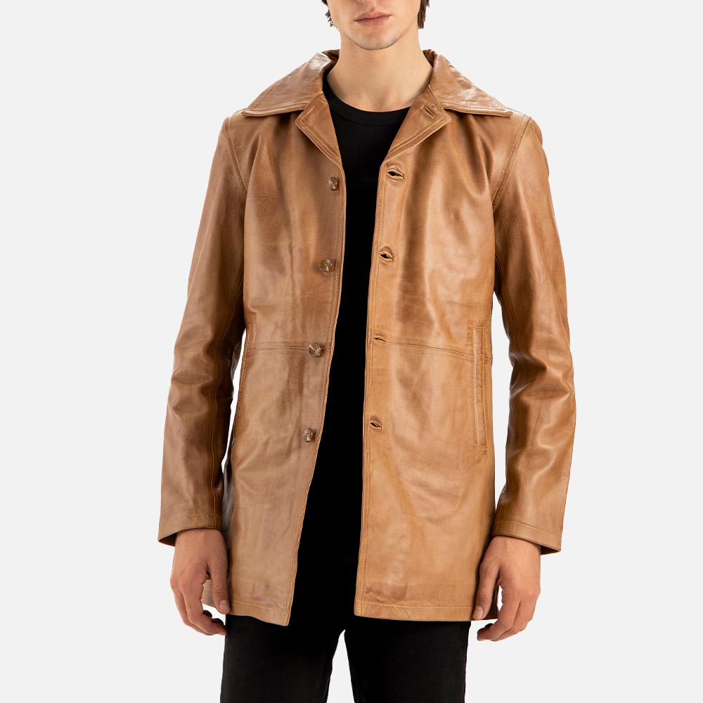 Sicilia Tan Leather Coat - image 3