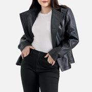 Fiamma Black Leather Biker Jacket