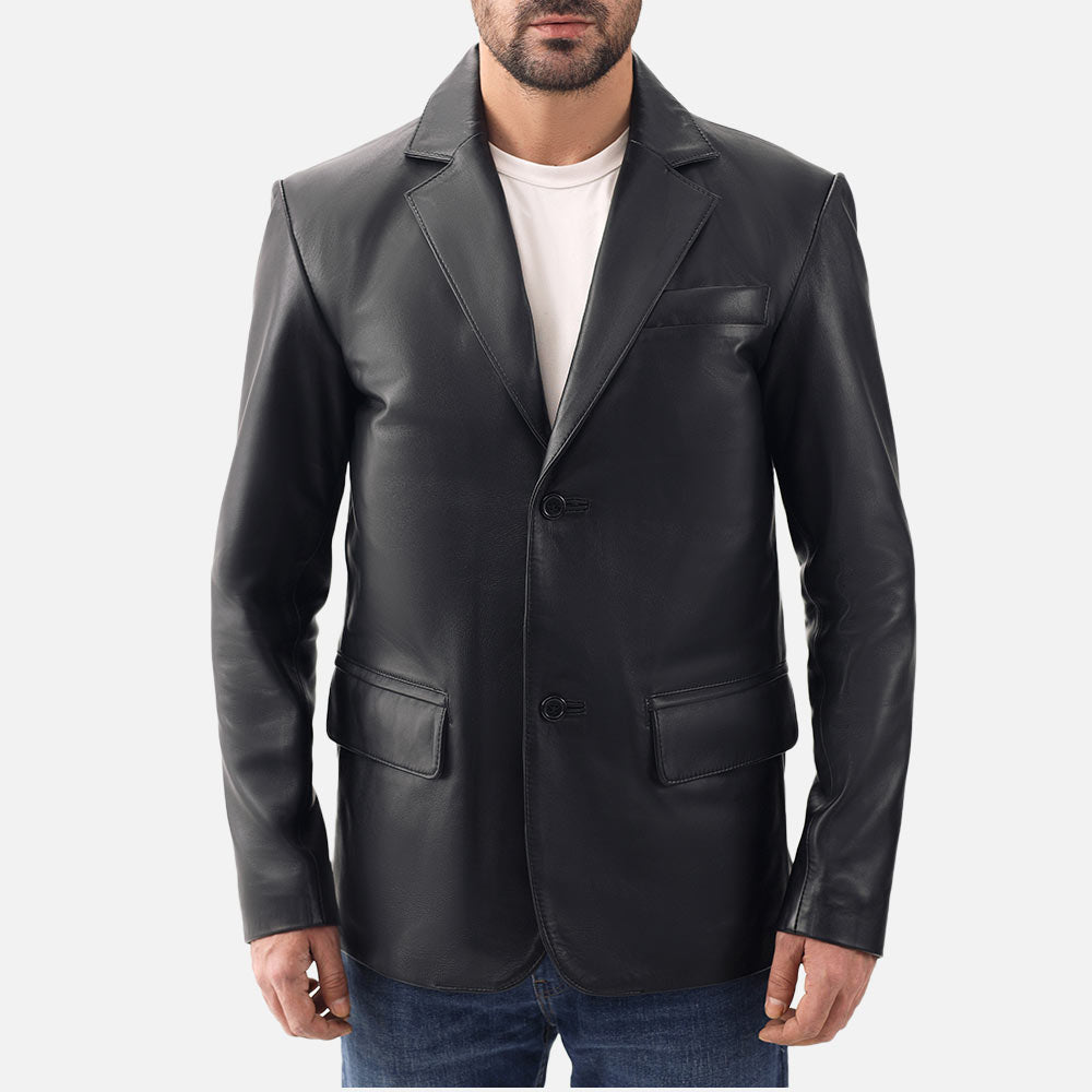 Bolzano Black Leather Coata - image 3
