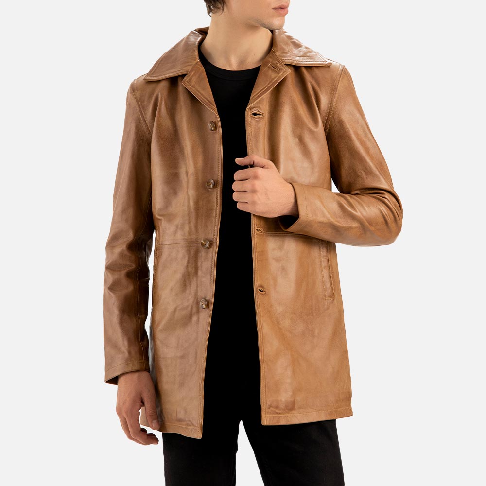 Sicilia Tan Leather Coat - image 1