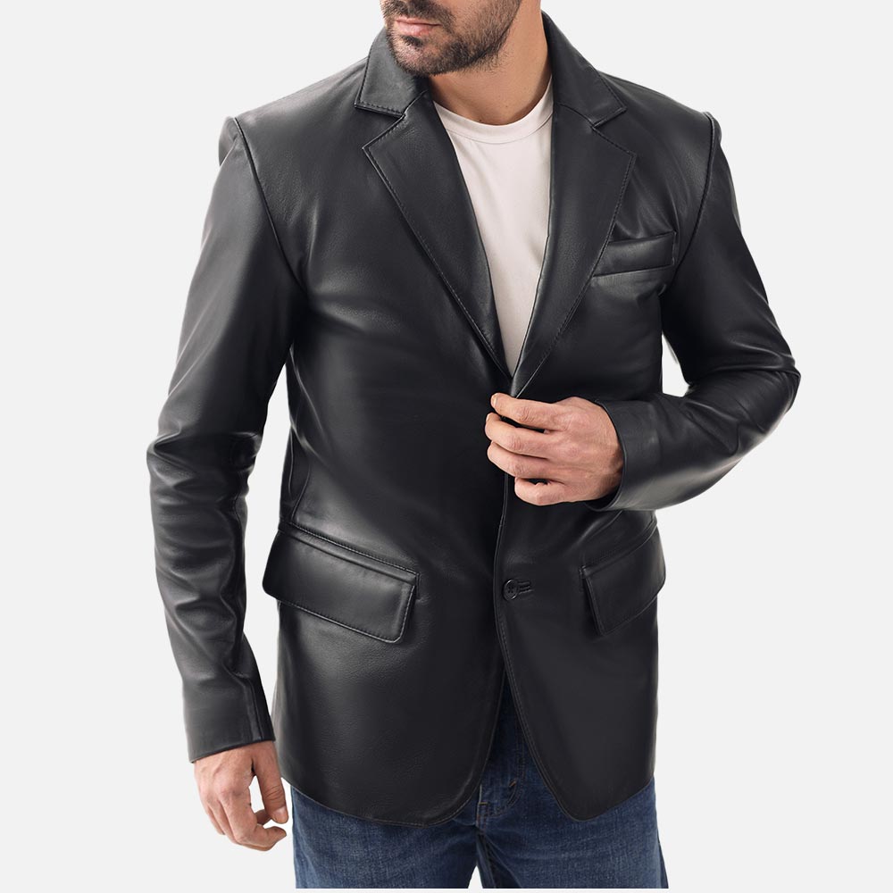 Bolzano Black Leather Coata - image 1