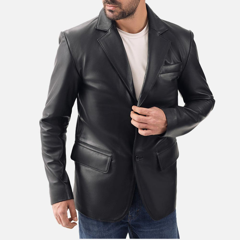 Bolzano Black Leather Coata - image 1
