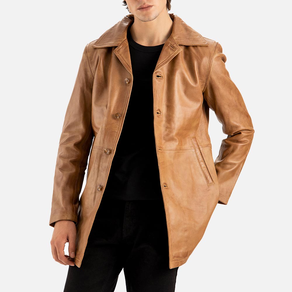 Sicilia Tan Leather Coat - image 2
