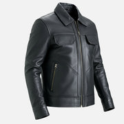 Catania Black Biker Leather Jacket - image 6