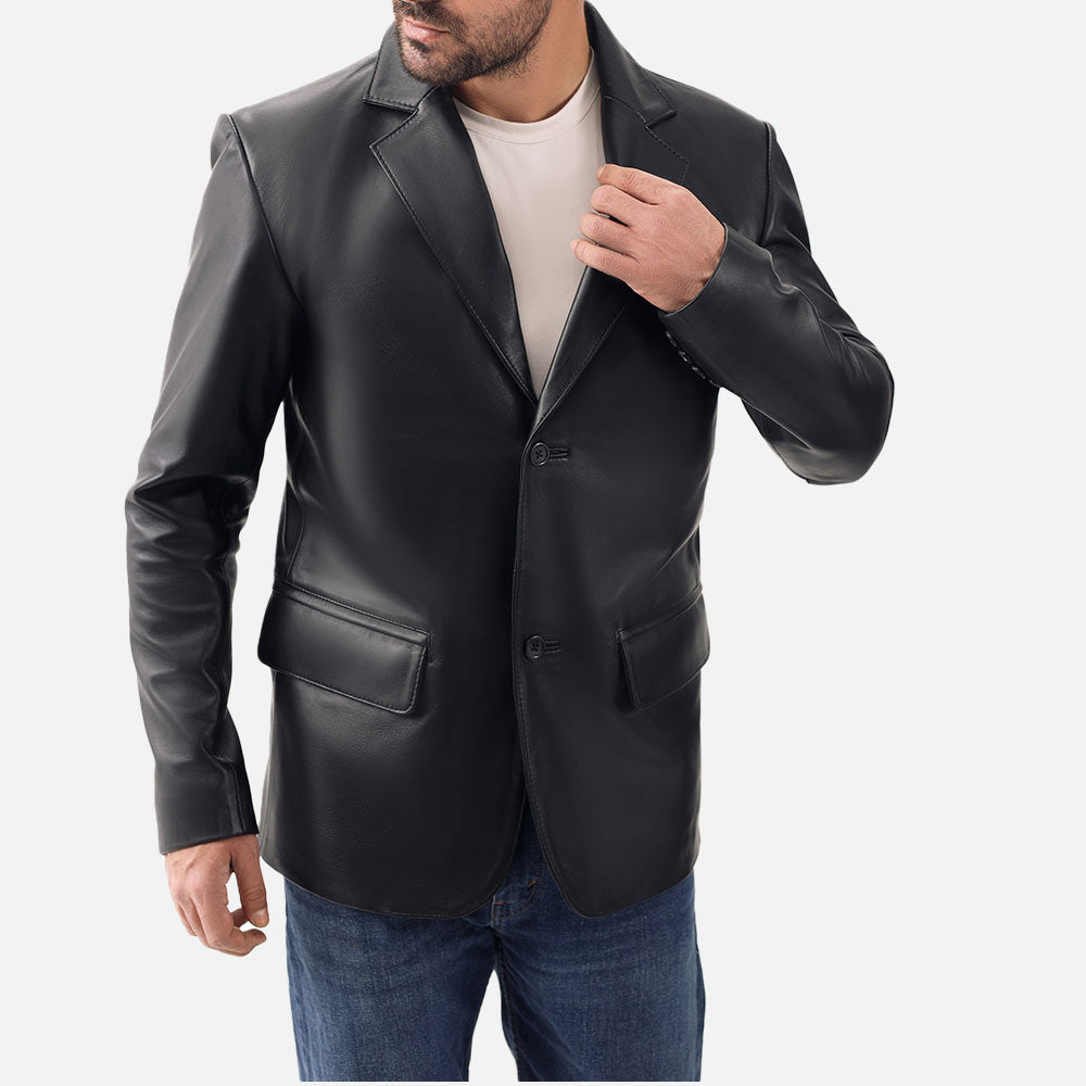 Bolzano Black Leather Coata - image 4