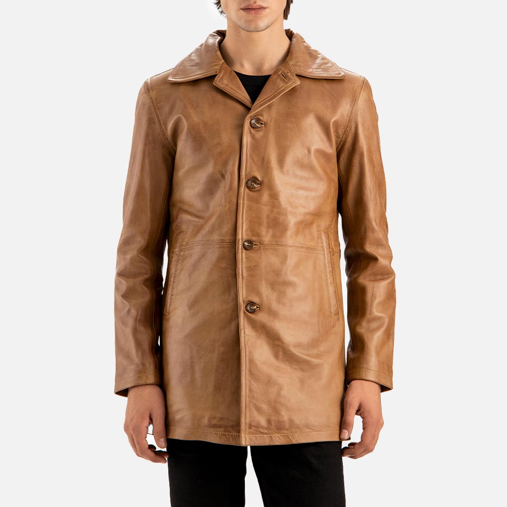 Sicilia Tan Leather Coat - image 6