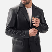 Bolzano Black Leather Coata - image 2