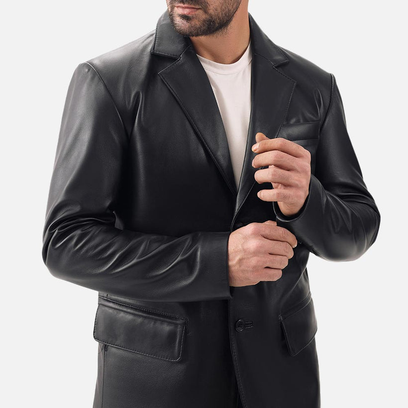 Bolzano Black Leather Coata - image 1