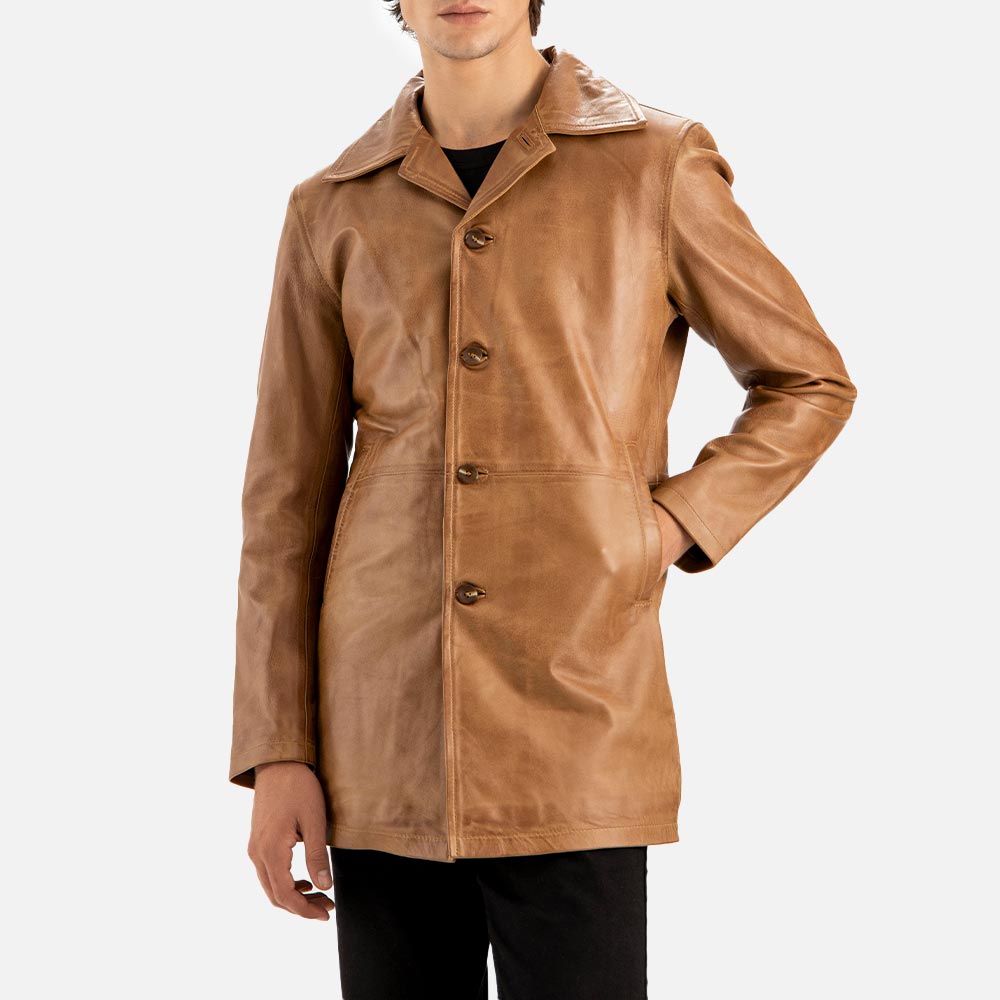 Sicilia Tan Leather Coat - image 4