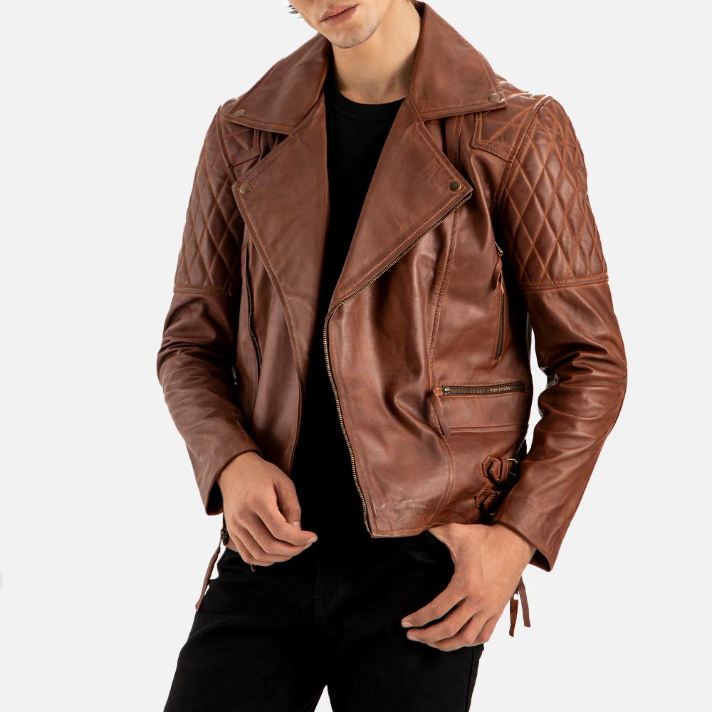 Bari Brown Biker Leather Jacket - image 7