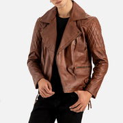 Bari Brown Biker Leather Jacket - image 7