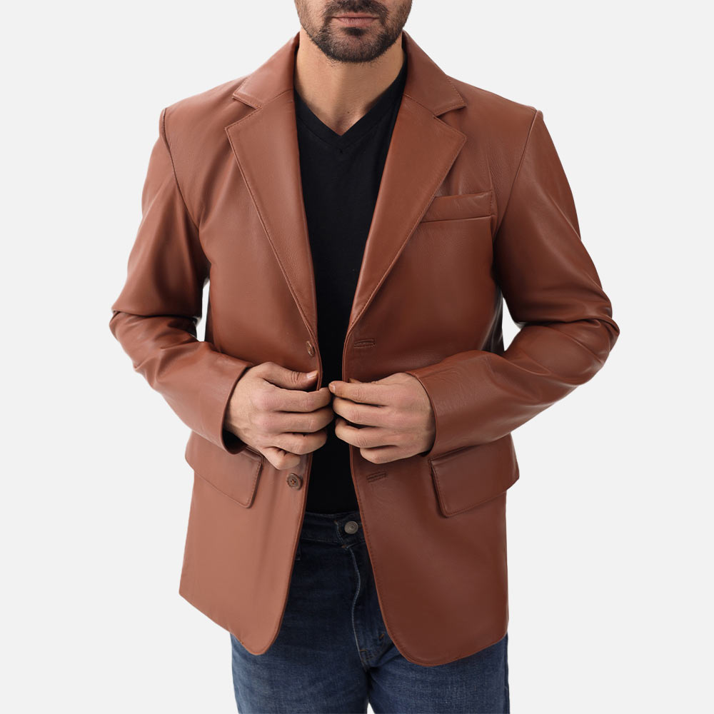 Bolzano Tan Leather Coat - image 2