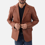 Bolzano Tan Leather Coat - image 2
