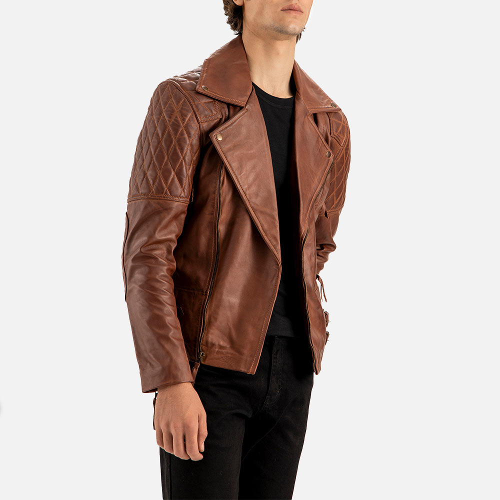 Bari Brown Biker Leather Jacket - image 5