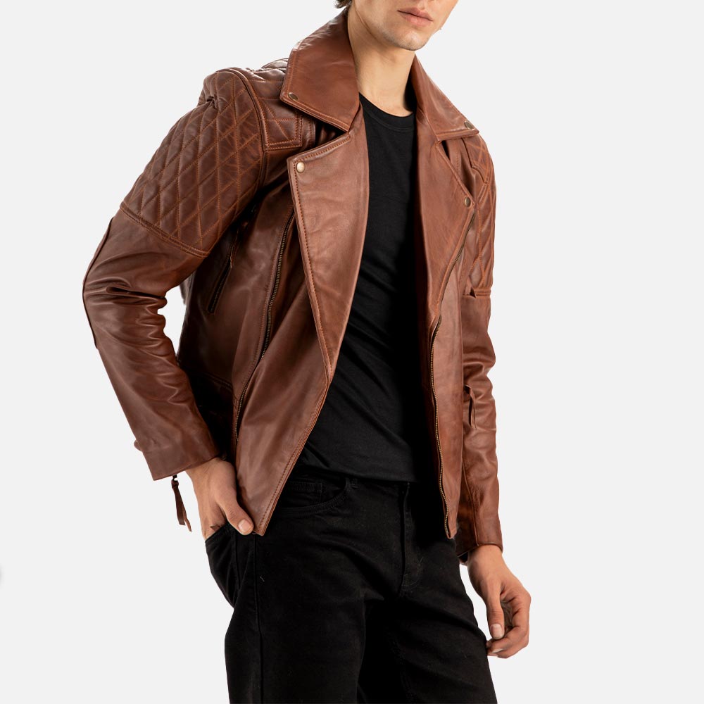 Bari Brown Biker Leather Jacket - image 4