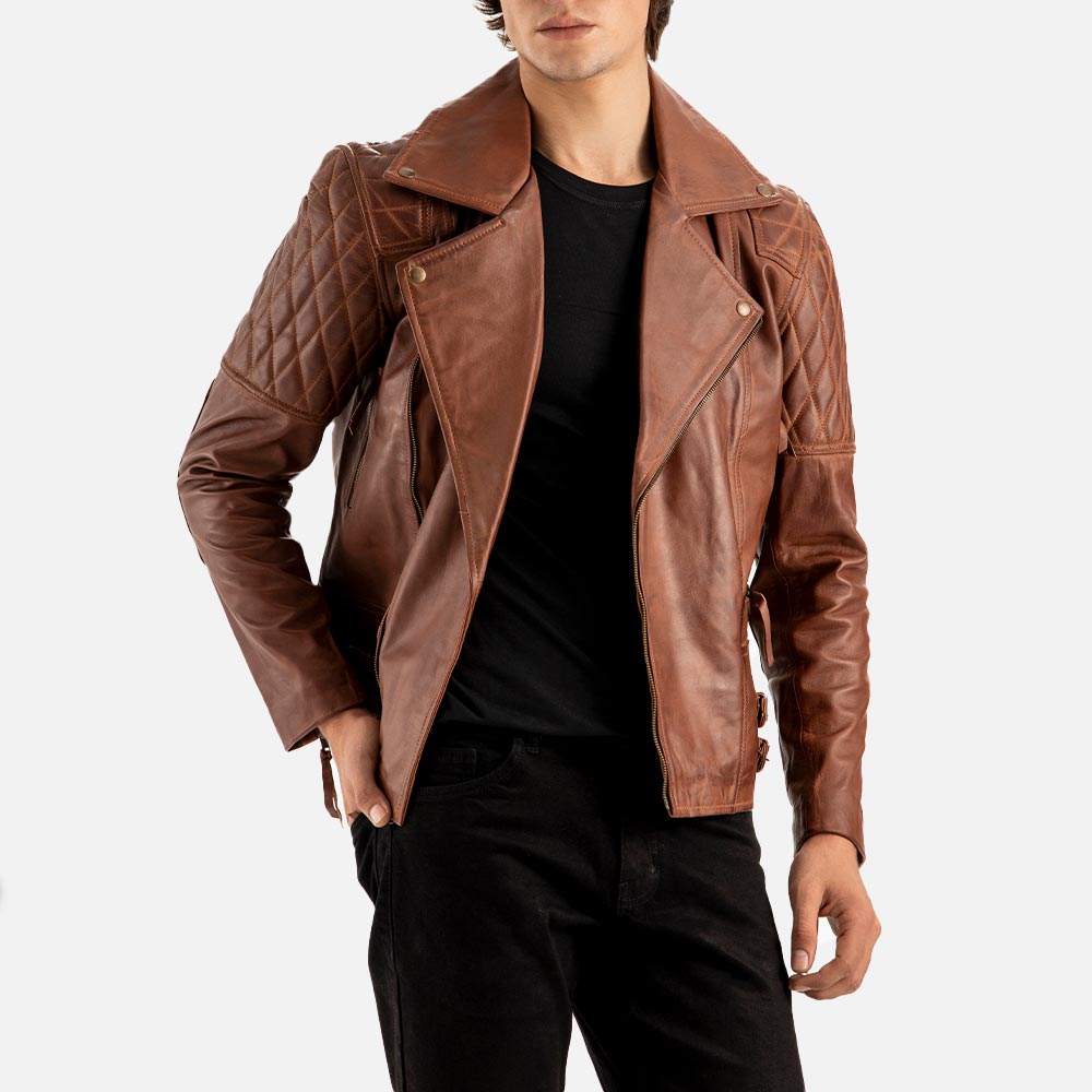 Bari Brown Biker Leather Jacket - image 2