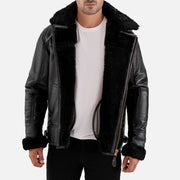 Merano Black Real Shearling Bomber Jacket - image 3