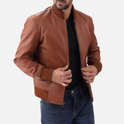 Amalfi tan Leather Bomber Jacket - image 1