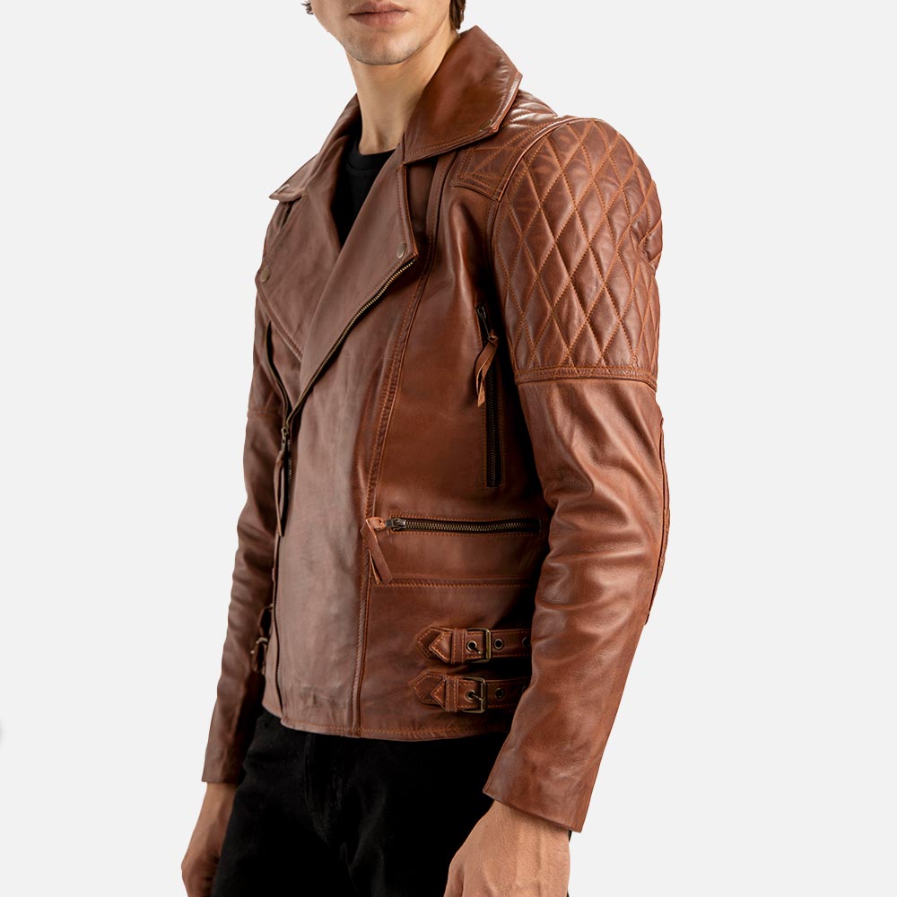 Bari Brown Biker Leather Jacket - image 8