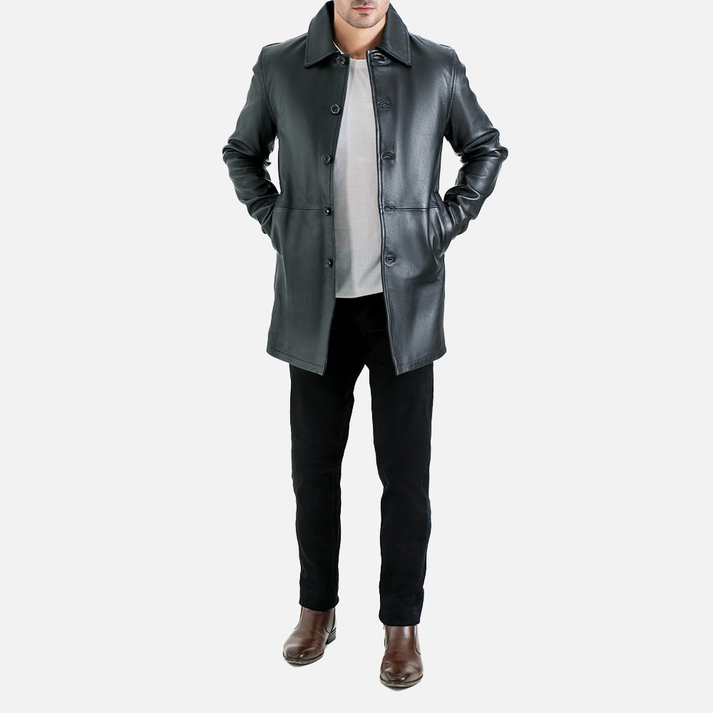 Sicilia Black Leather Coat - image 2