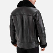 Merano Black Real Shearling Bomber Jacket - image 4