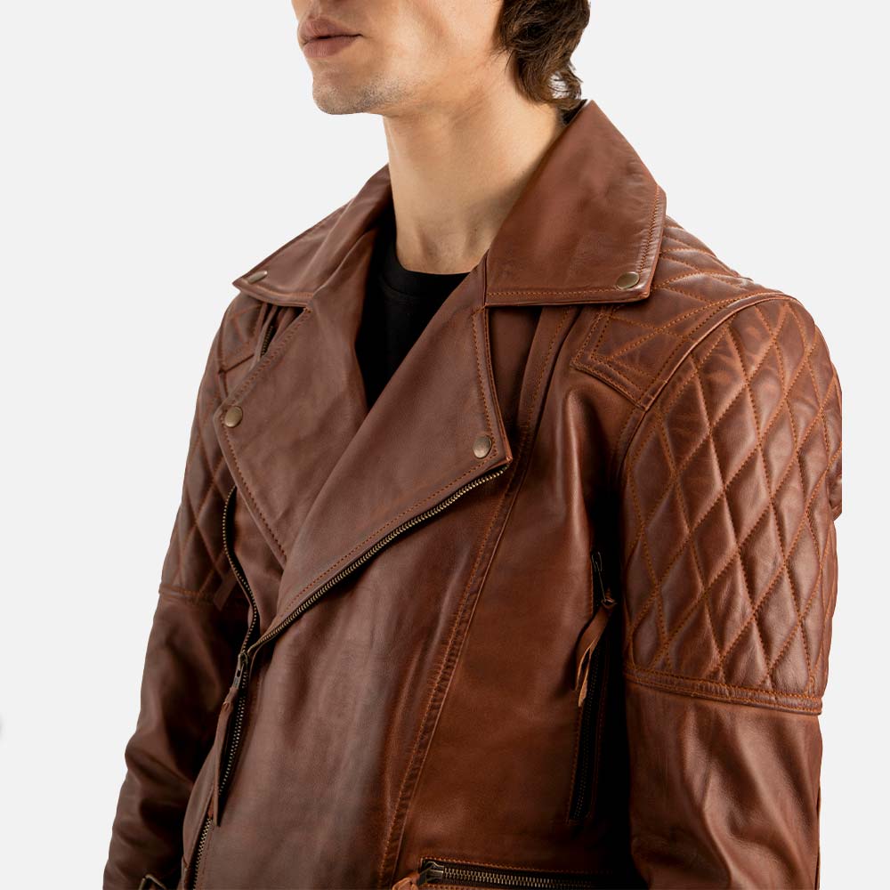 Bari Brown Biker Leather Jacket - image 9