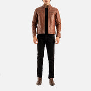 Cagliari Brown Biker Leather Jacket - image 5