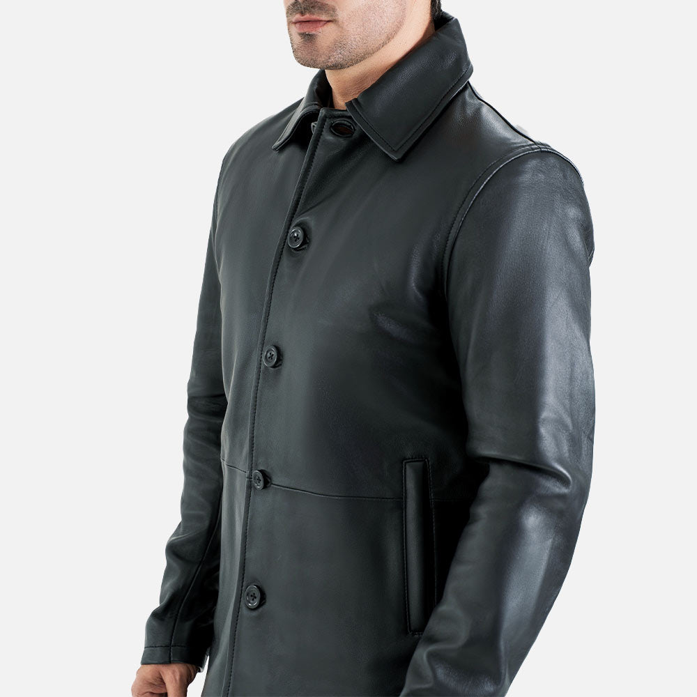 Sicilia Black Leather Coat - image 3