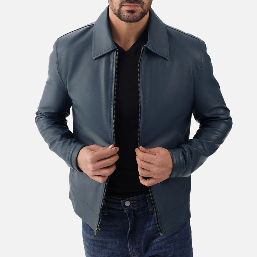 Tropea Blue Leather Jacket - image 1