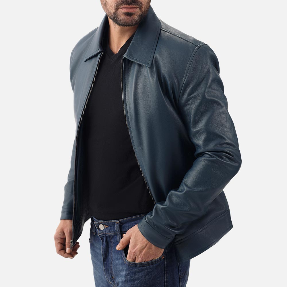 Tropea Blue Leather Jacket - image 4