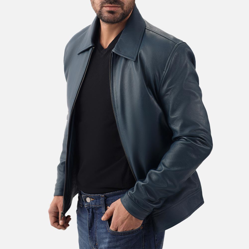 Tropea Blue Leather Jacket - image 3