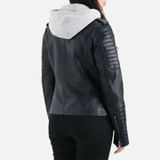 Lavaredo Black Hooded Leather Bomber Jacket