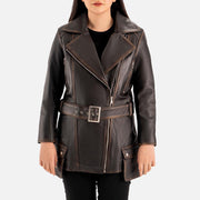 Lecce Distressed Leather Trench Coat