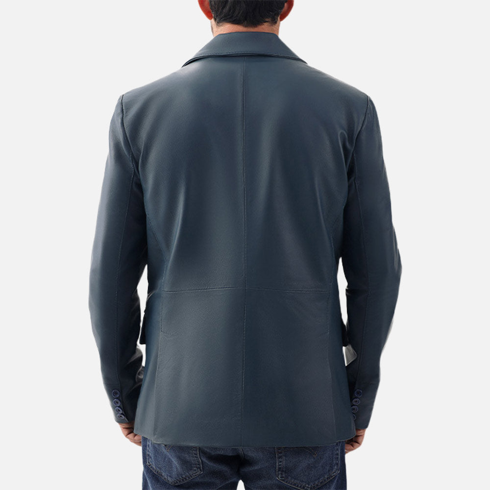 Bolzano Blue Leather Coat - image 5