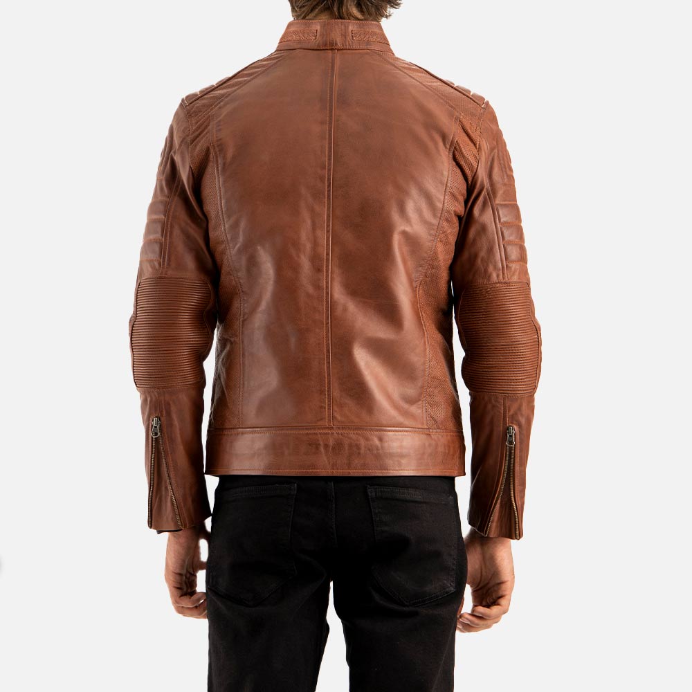 Cagliari Brown Biker Leather Jacket - image 9