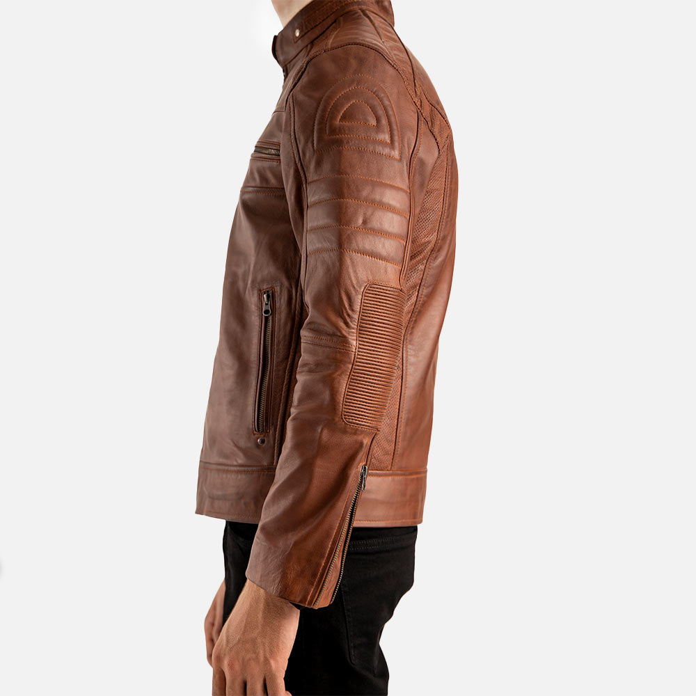 Cagliari Brown Biker Leather Jacket - image 6