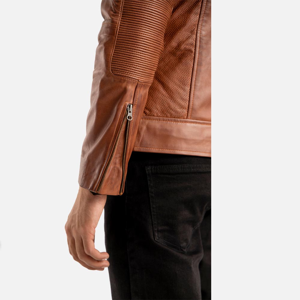 Cagliari Brown Biker Leather Jacket - image 7
