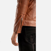Cagliari Brown Biker Leather Jacket - image 7