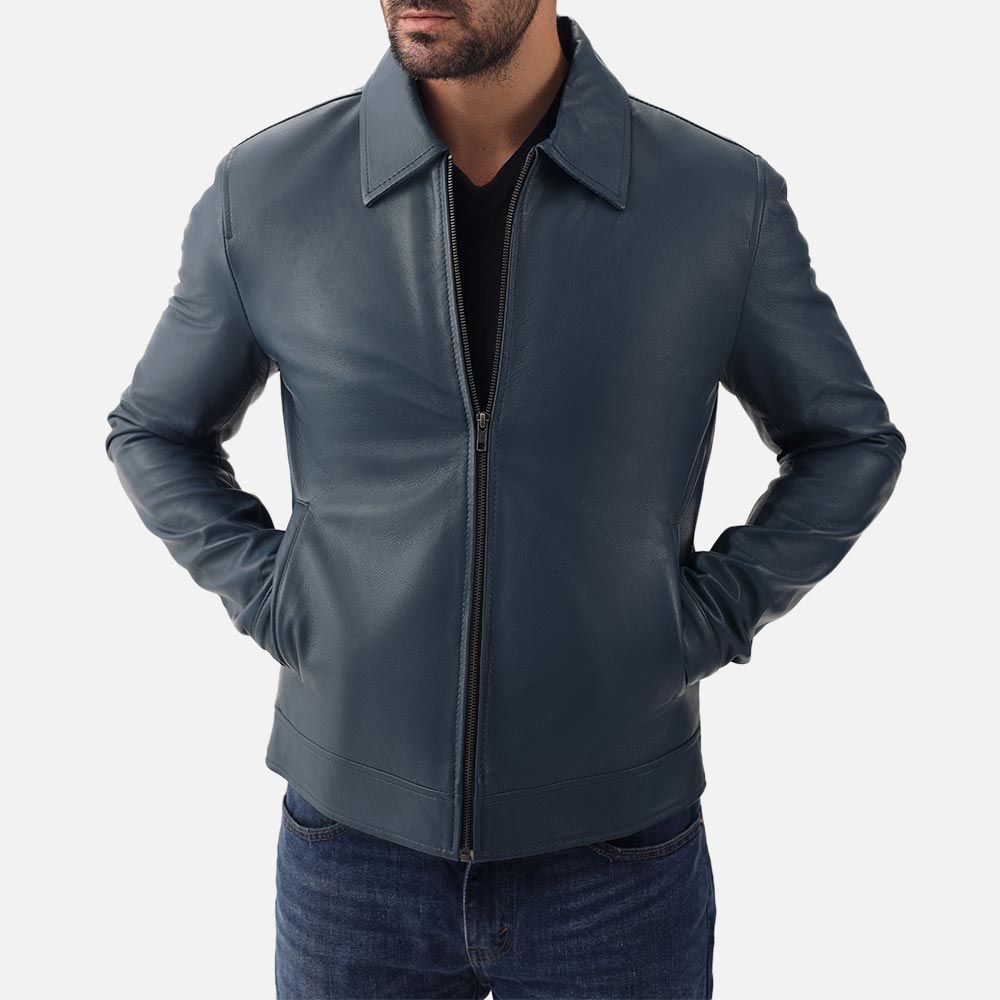 Tropea Blue Leather Jacket - image 5