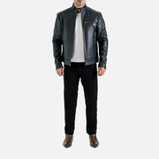 Puglia Black Leather Biker Jacket - image 3