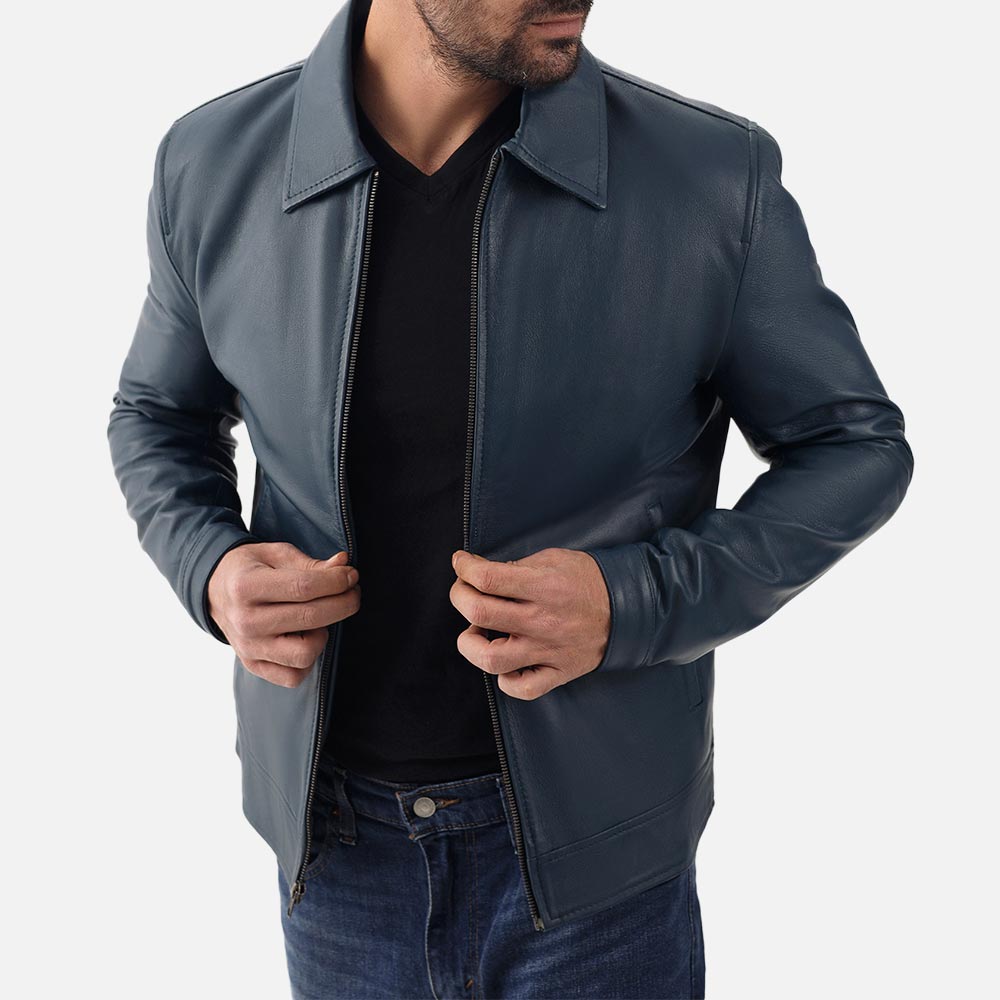 Tropea Blue Leather Jacket - image 1