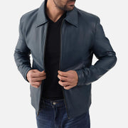 Tropea Blue Leather Jacket - image 1