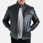 Puglia Black Leather Biker Jacket - image 2