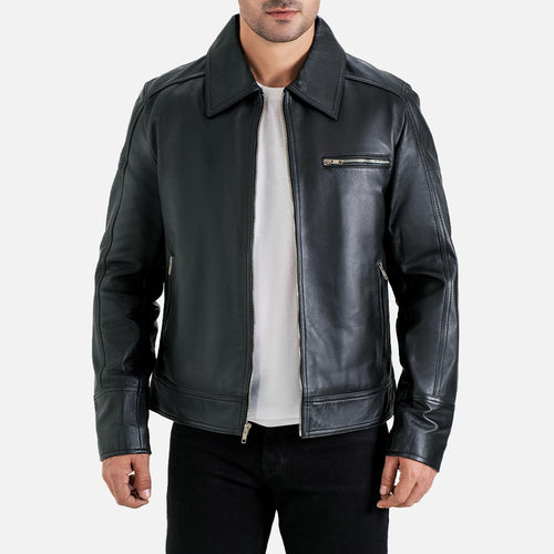 Calabria Black Leather Biker Jacket - image 2