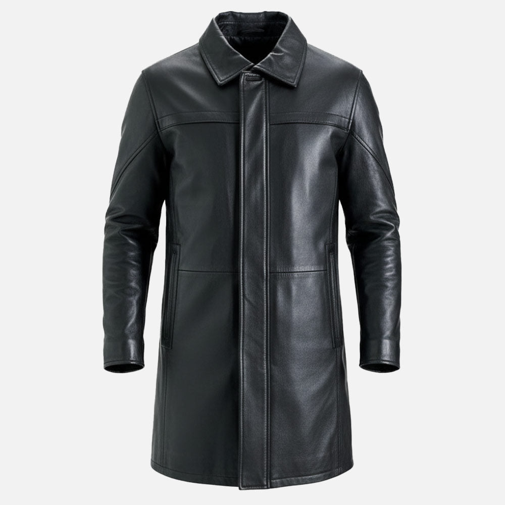 Sardegna Black Leather Coat - image 5