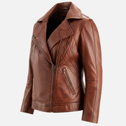 Linea Femmina Brown Leather Biker Jacket