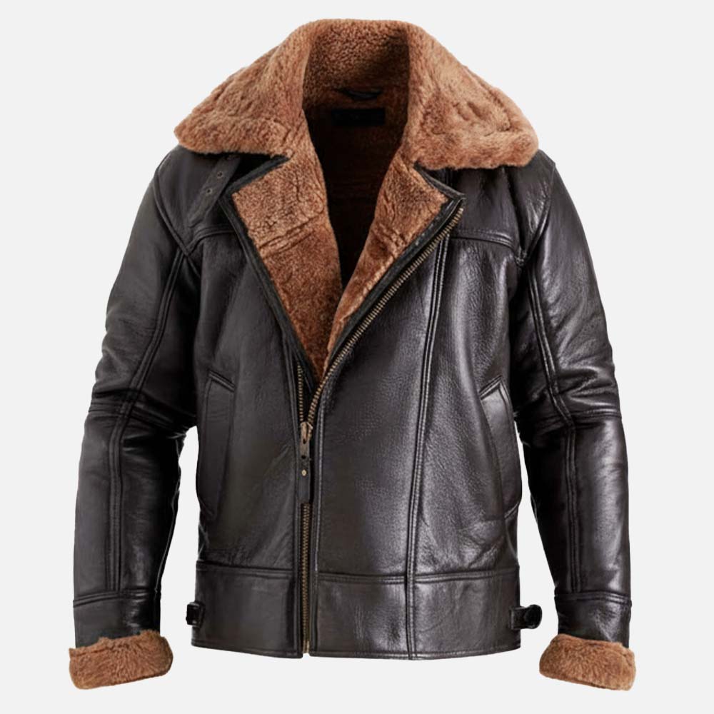 Merano Brown Real Shearling Bomber Jacket - image 8